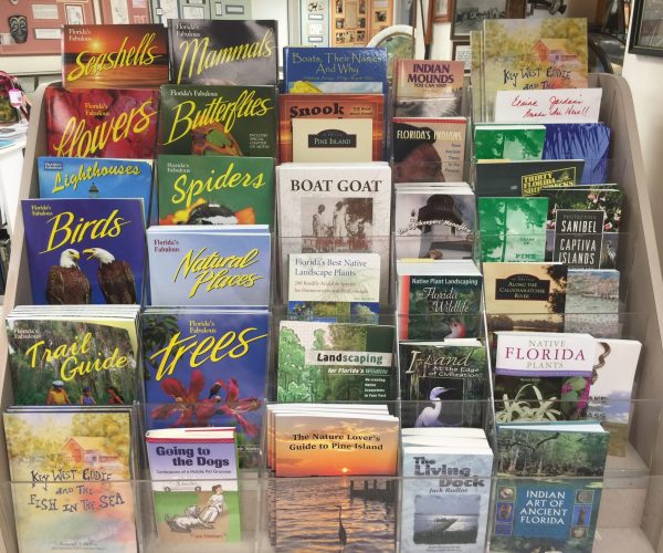 Many books by local authors in the Pine Island Museum Gift Shop
